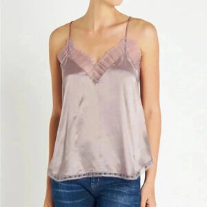 NWT IRO Paris Berwyn Silk Lace Trim Camisole Top Light Purple 34 XS